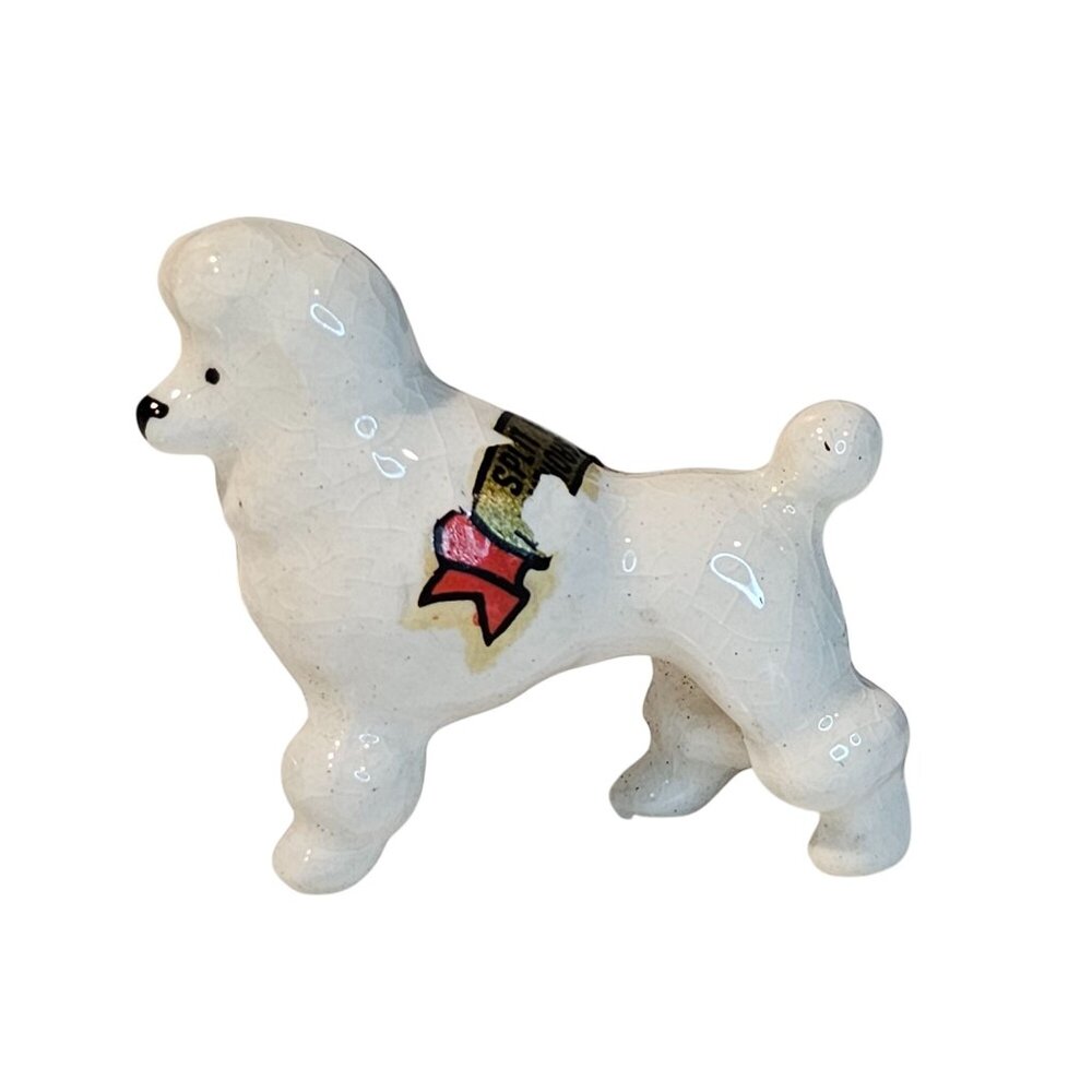 Vintage Split Rock House MN White Ceramic Poodle Miniature Figurine Souvenir
